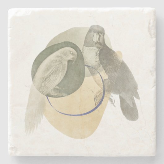 Sophisticated Bird Art Warm Neutral Stone Coaster ストーンコースター (正面)