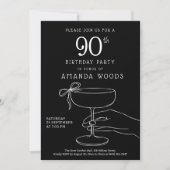 Sophisticated Black 90th Birthday Party Card 招待状 (正面)