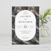 Sophisticated Black and Gold Marble 招待状 (スタンド正面)