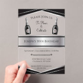 Sophisticated Black and Silver 30th Birthday Him アクリル招待状 (インサイチュ (ポータブル))