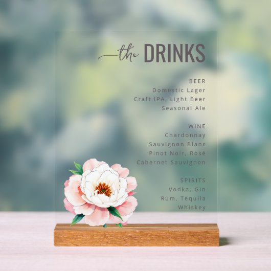 Sophisticated Black and White Beverage Menu Sign アクリルサイン (ニュートラル)
