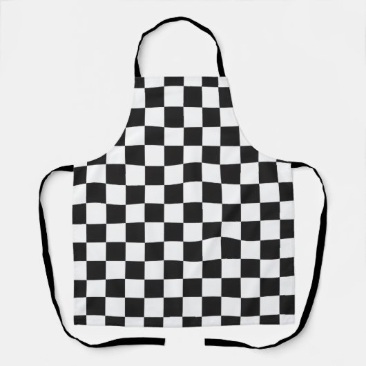 Sophisticated Black and White Checkered Pattern エプロン (正面)