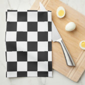 Sophisticated Black and White Checkered Pattern キッチンタオル (四つ折り)