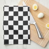 Sophisticated Black and White Checkered Pattern キッチンタオル (四つ折り)
