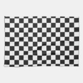 Sophisticated Black and White Checkered Pattern キッチンタオル (横)
