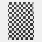 Sophisticated Black and White Checkered Pattern キッチンタオル (縦)