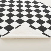Sophisticated Black and White Checkered Pattern シェルパブランケット (3/4)