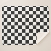 Sophisticated Black and White Checkered Pattern シェルパブランケット (正面(横))