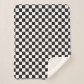 Sophisticated Black and White Checkered Pattern シェルパブランケット (正面)