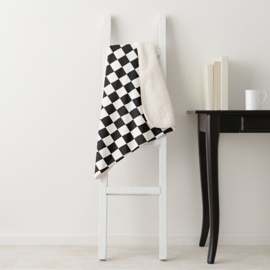 Sophisticated Black and White Checkered Pattern シェルパブランケット (インサイチュ)