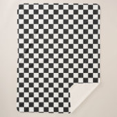 Sophisticated Black and White Checkered Pattern シェルパブランケット (正面)