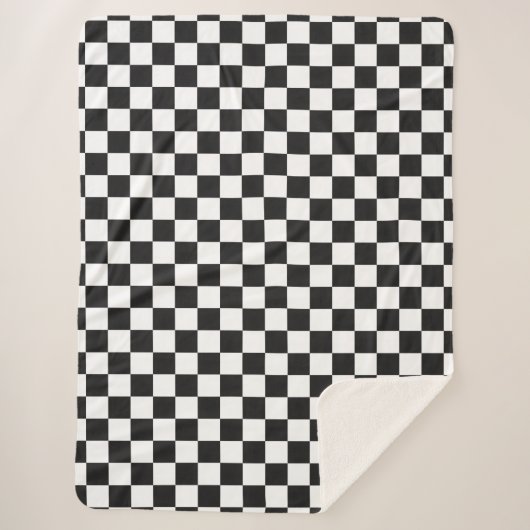 Sophisticated Black and White Checkered Pattern シェルパブランケット (正面)