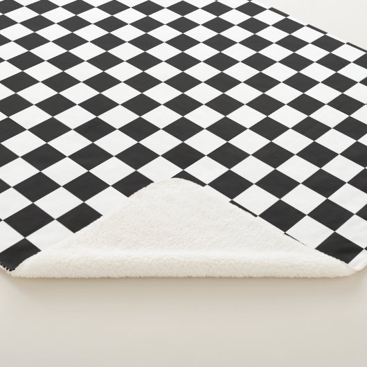 Sophisticated Black and White Checkered Pattern シェルパブランケット (3/4)