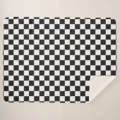 Sophisticated Black and White Checkered Pattern シェルパブランケット (正面(横))