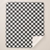 Sophisticated Black and White Checkered Pattern シェルパブランケット (正面)