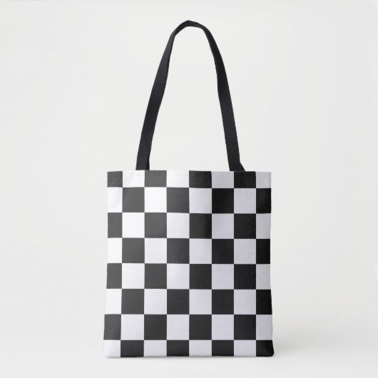 Sophisticated Black and White Checkered Pattern トートバッグ (正面)