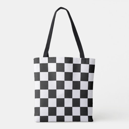 Sophisticated Black and White Checkered Pattern トートバッグ (裏面)