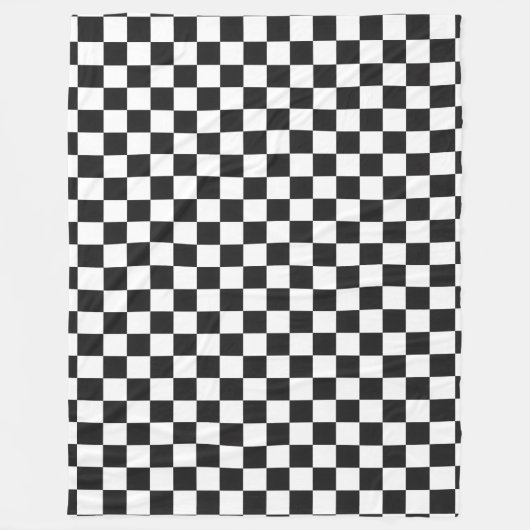 Sophisticated Black and White Checkered Pattern フリースブランケット (正面)