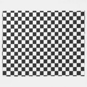 Sophisticated Black and White Checkered Pattern フリースブランケット (正面(横))