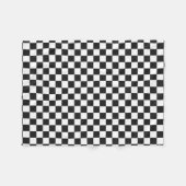 Sophisticated Black and White Checkered Pattern フリースブランケット (正面(横))
