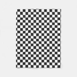 Sophisticated Black and White Checkered Pattern フリースブランケット