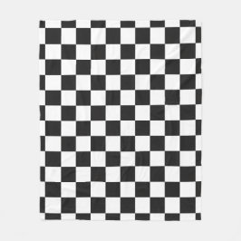 Sophisticated Black and White Checkered Pattern フリースブランケット
