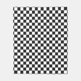 Sophisticated Black and White Checkered Pattern フリースブランケット