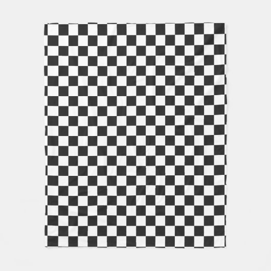 Sophisticated Black and White Checkered Pattern フリースブランケット (正面)