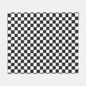 Sophisticated Black and White Checkered Pattern フリースブランケット (正面(横))