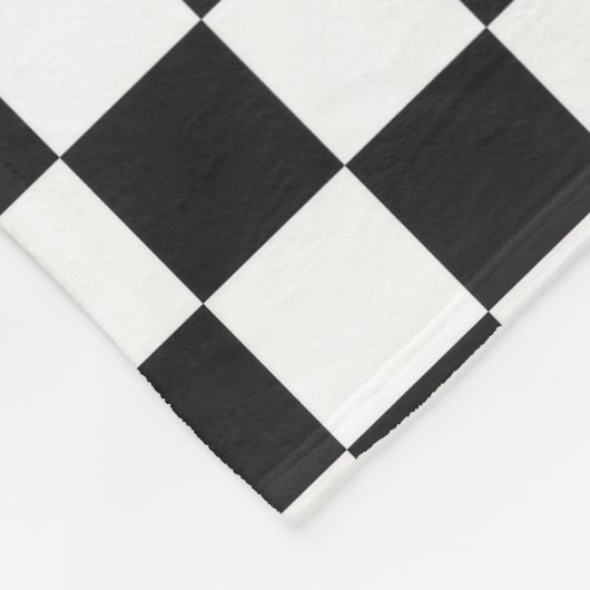 Sophisticated Black and White Checkered Pattern フリースブランケット (角)