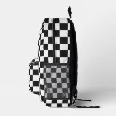 Sophisticated Black and White Checkered Pattern プリントバックパック (右)