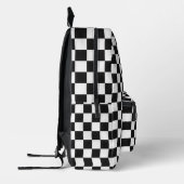 Sophisticated Black and White Checkered Pattern プリントバックパック (左)