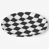 Sophisticated Black and White Checkered Pattern ペーパープレート (アングル)