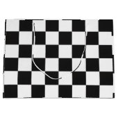 Sophisticated Black and White Checkered Pattern ラージペーパーバッグ (正面)