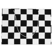 Sophisticated Black and White Checkered Pattern ラージペーパーバッグ (裏面)