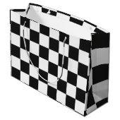 Sophisticated Black and White Checkered Pattern ラージペーパーバッグ (裏面アングル)