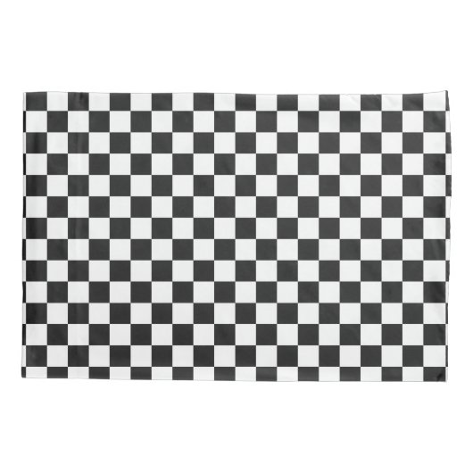 Sophisticated Black and White Checkered Pattern 枕カバー (裏面)