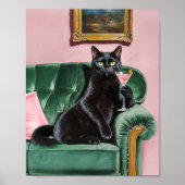 Sophisticated Black Cat Wall Art Print ポスター (正面)