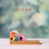 Sophisticated Black Floral Bar Menu アクリルサイン (ニュートラル)