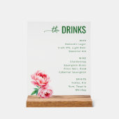 Sophisticated Black Floral Beverage Menu アクリルサイン (正面)