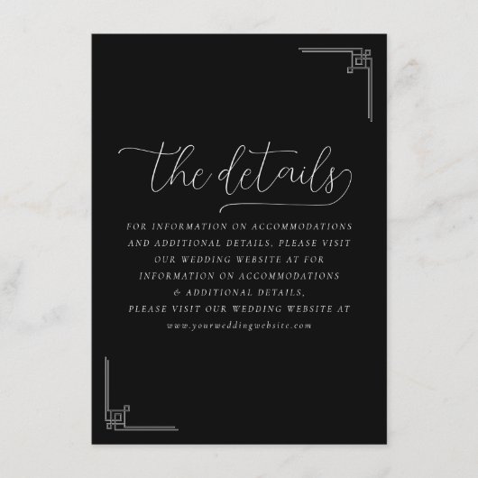Sophisticated Black Geometric Calligraphy エンクロージャーカード (正面)