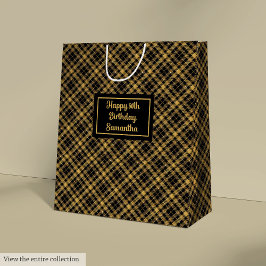 Sophisticated Black Gold Glitter Name Gift Bag ミディアムペーパーバッグ