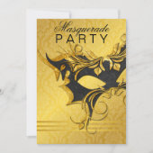 Sophisticated Black & Gold Masquerade Ball Invitat 招待状 (正面)