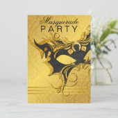 Sophisticated Black & Gold Masquerade Ball Invitat 招待状 (スタンド正面)