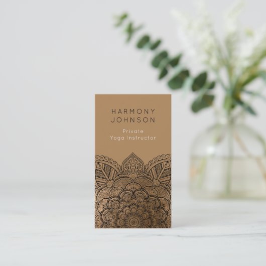 Sophisticated Black on Gold Mandala Yoga 名刺 (スタンド正面)