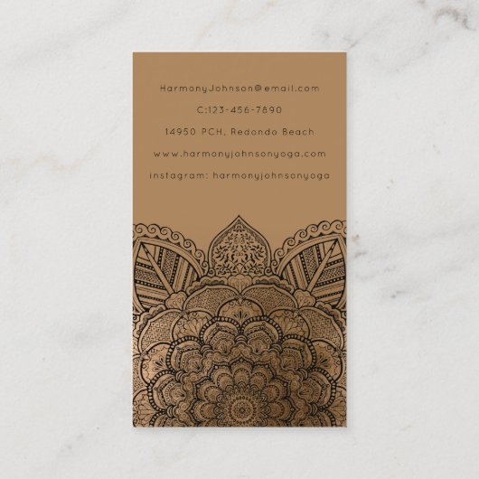 Sophisticated Black on Gold Mandala Yoga 名刺 (裏面)