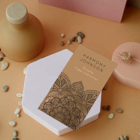 Sophisticated Black on Gold Mandala Yoga 名刺