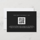 Sophisticated Black QR Code Elegant Wedding 出欠カード (裏面)