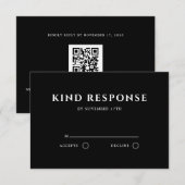 Sophisticated Black QR Code Elegant Wedding 出欠カード (正面/裏面)