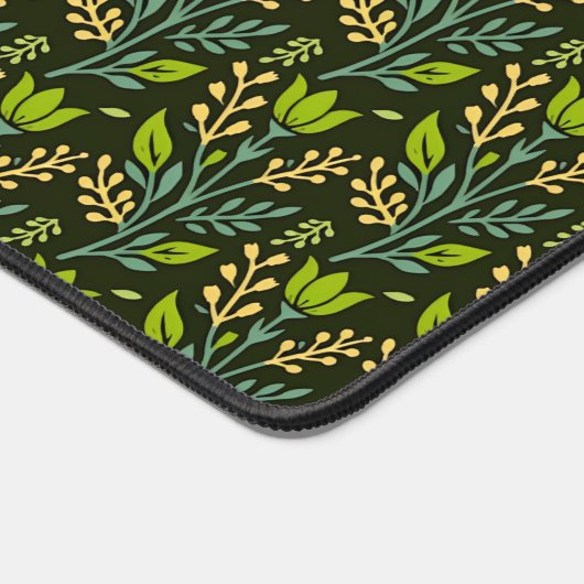 Sophisticated blue & beige floral pattern design  デスクマット (コーナー)